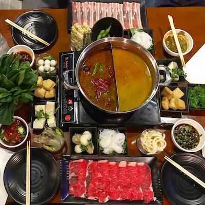 stylishly laid out hot pot
