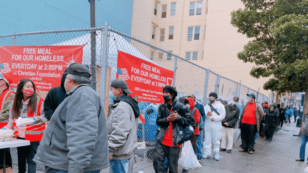 Rose volunterring in the tenderloin on the weekends