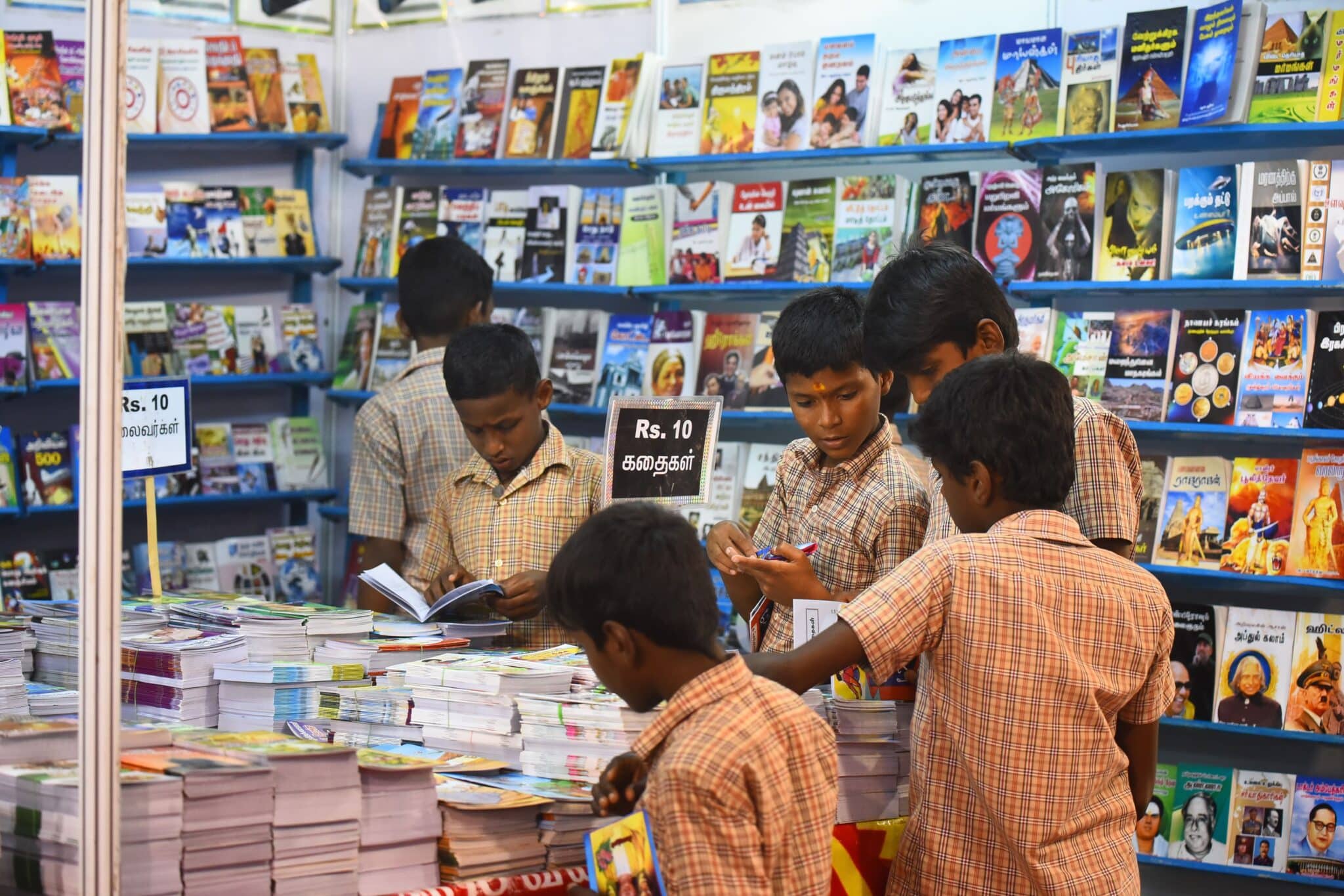 Children at a book store